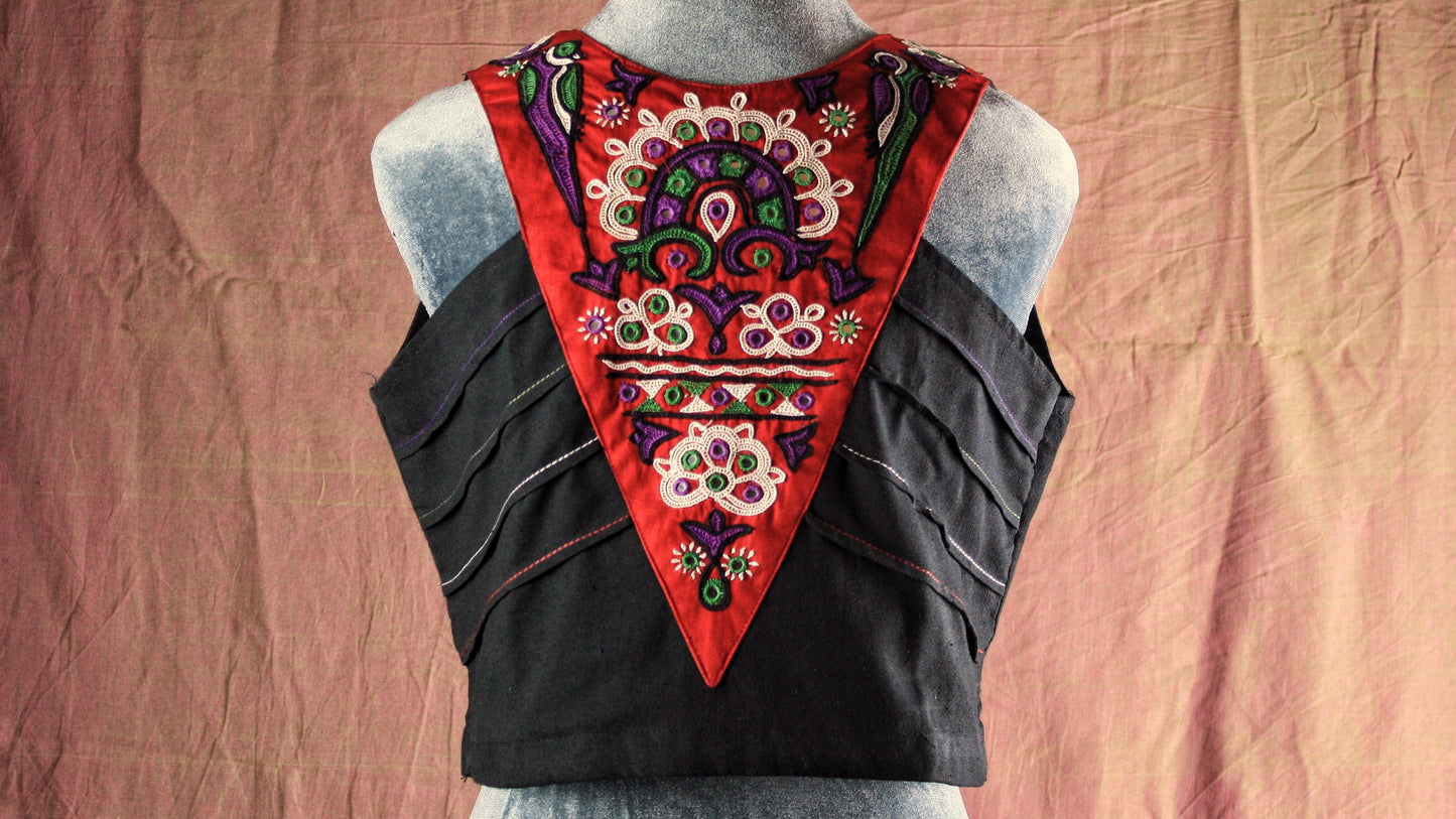 Embroidered Halter Crop Top