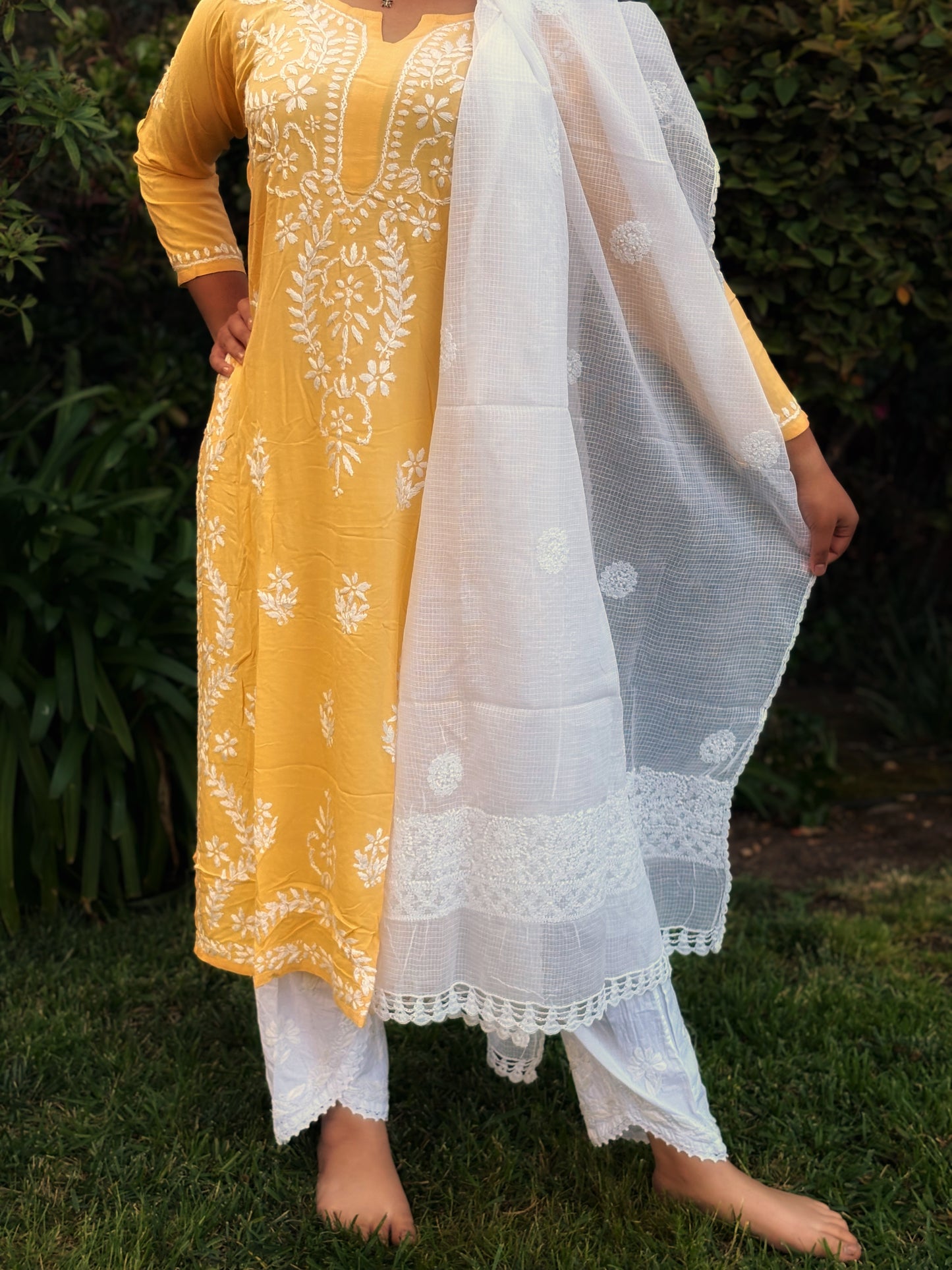 Chikankari Hand embroidery Modal Kurta