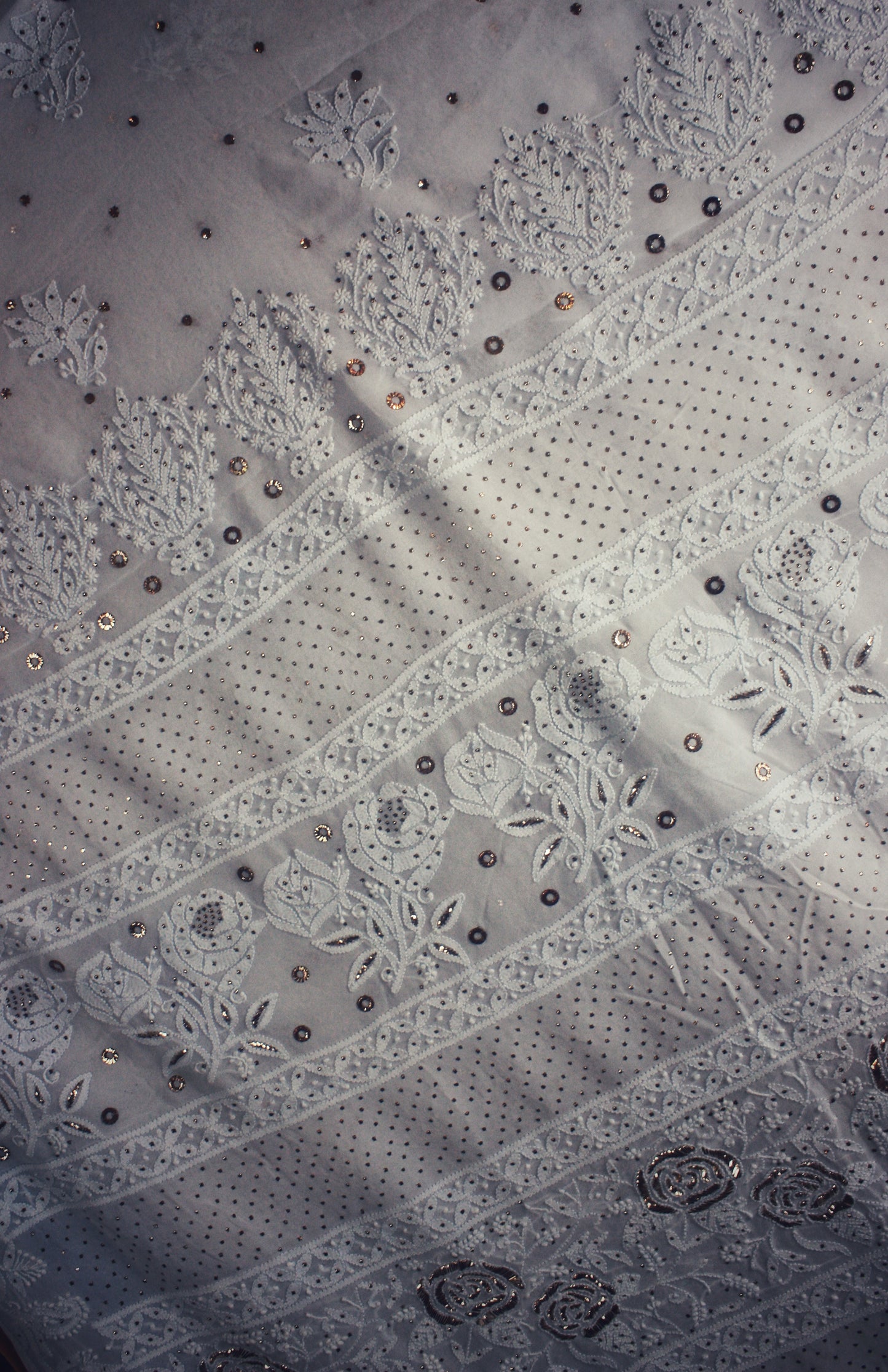 Chikankari Hand embroidery Georgette Saree - Baby Blue