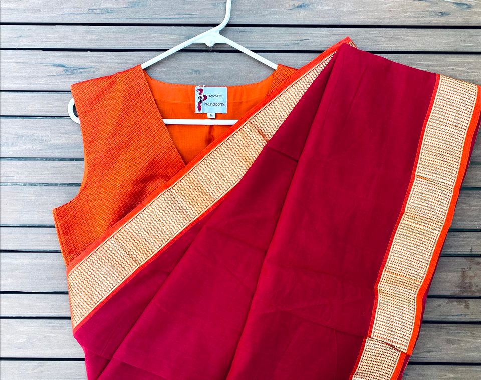 Devendra Handloom Saree- Red Zari