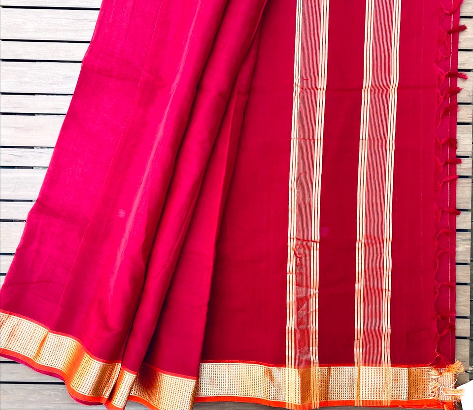 Devendra Handloom Saree- Red Zari