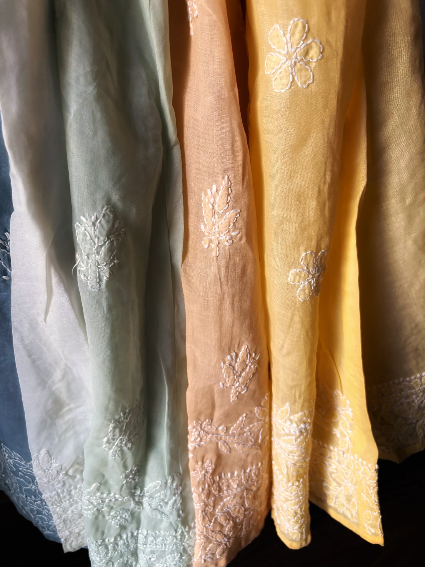 Chikankari Hand embroidery Cotton Angrakha Kurta