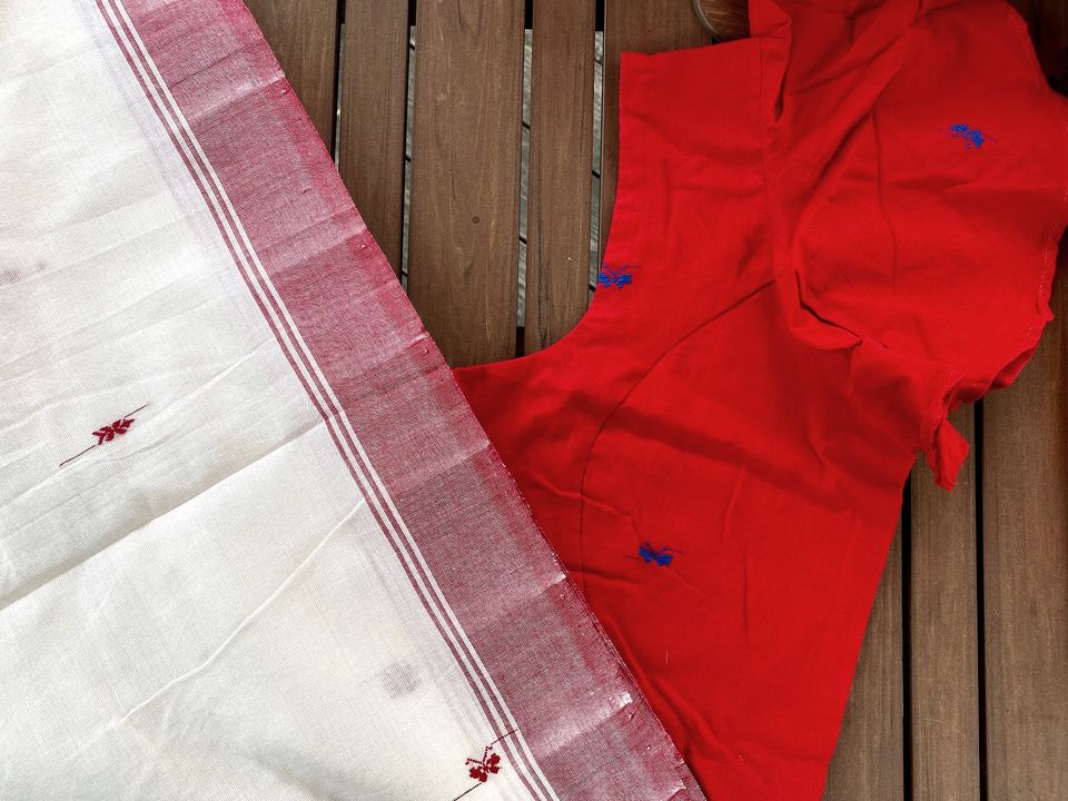 Assam Kamrup Butterfly sleeves Red Blouse