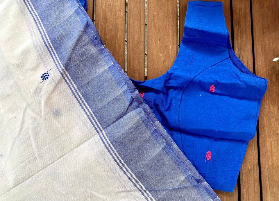 Assam Kamrup Sleeveless Blue Blouse