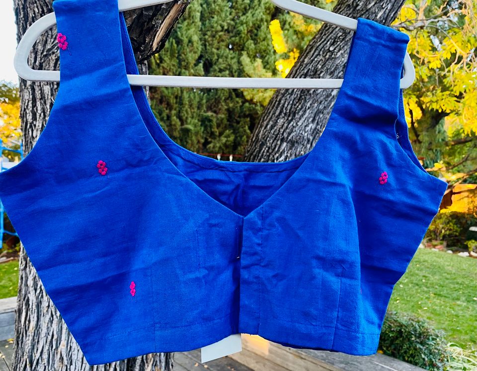 Assam Kamrup Sleeveless Blue Blouse