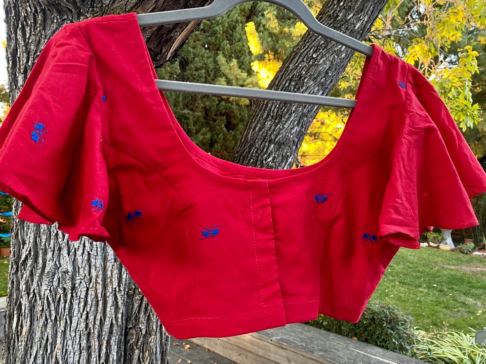 Assam Kamrup Butterfly sleeves Red Blouse