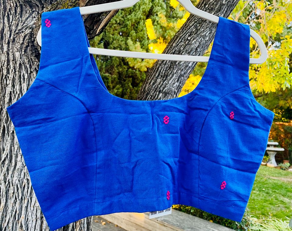 Assam Kamrup Sleeveless Blue Blouse