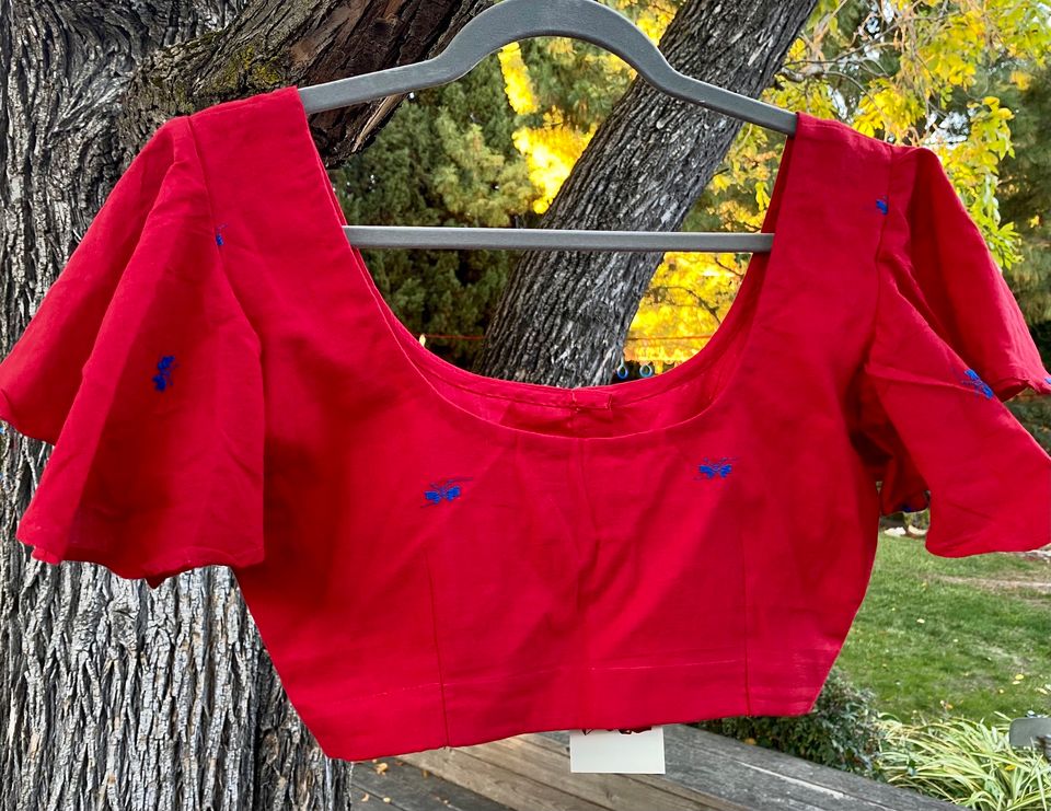 Assam Kamrup Butterfly sleeves Red Blouse