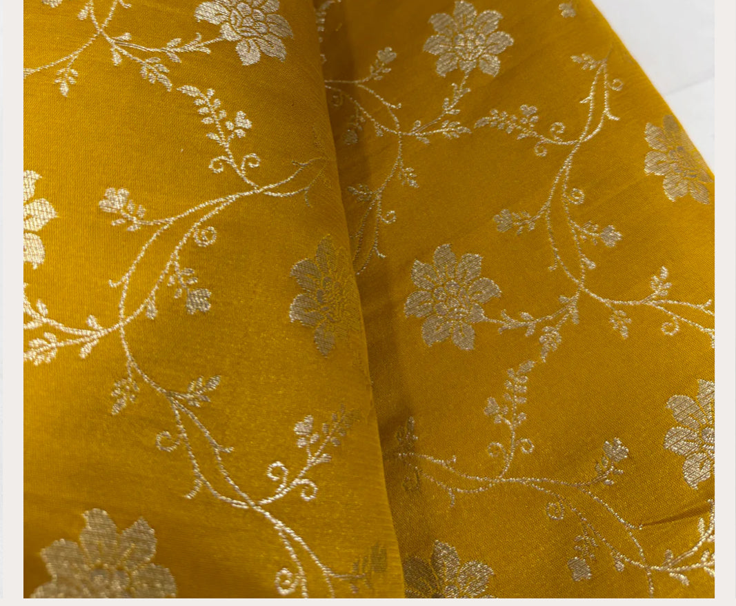 Banarasi Brocade Blouse - Mustard Yellow / Maroon