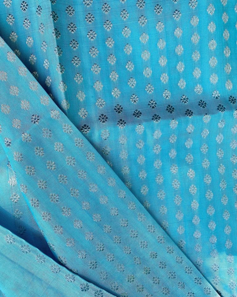 Venkatagiri Silk Saree - Sky blue w/ Teal