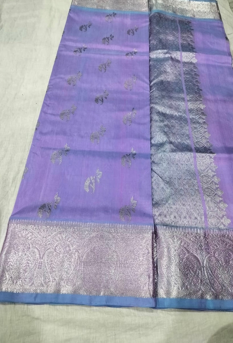 Venkatagiri Silk Saree - Lavender/ Powder Blue