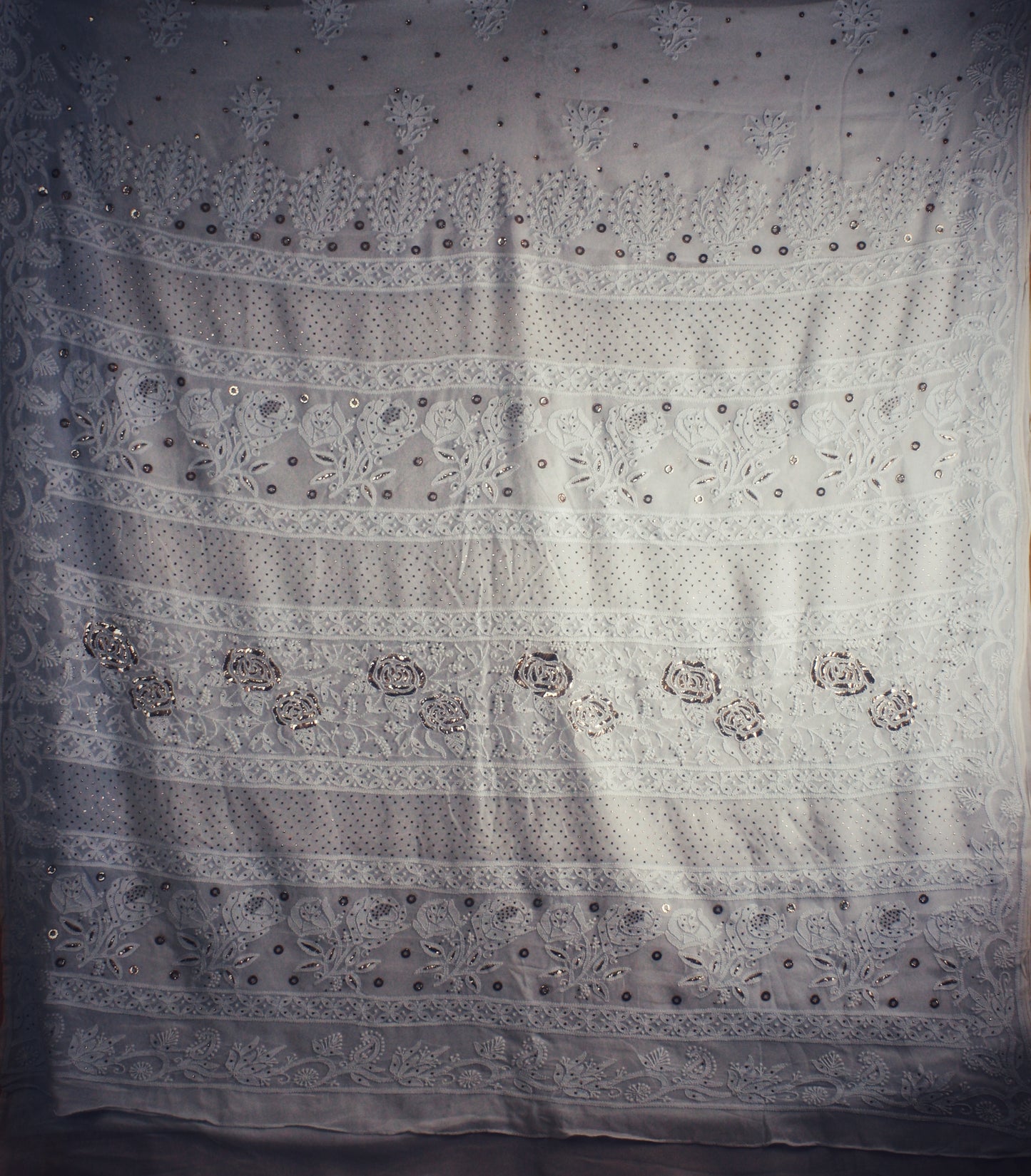 Chikankari Hand embroidery Georgette Saree - Baby Blue