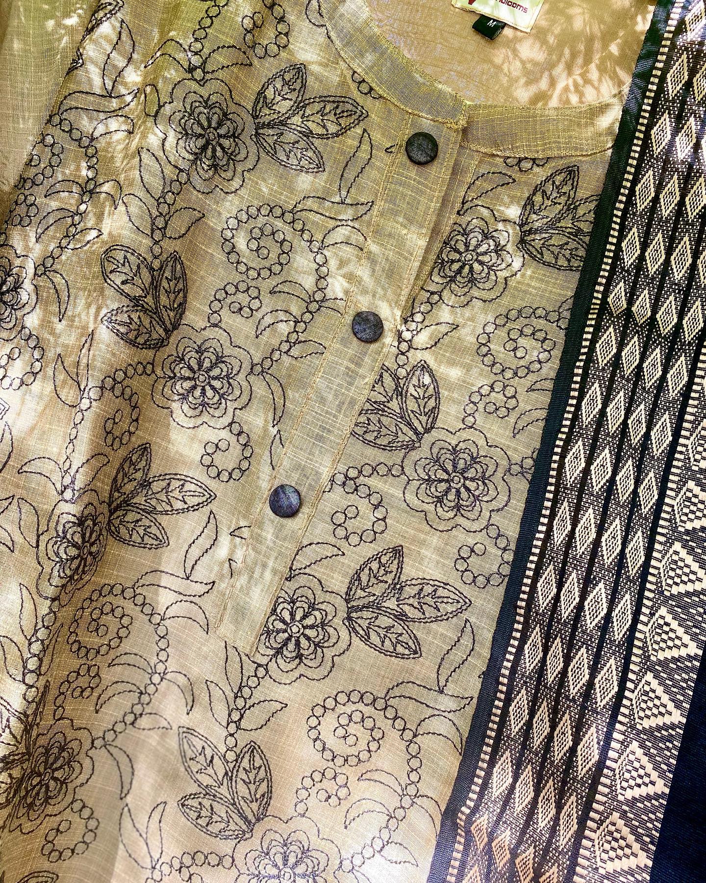 Silk Kurta set - Black and Beige