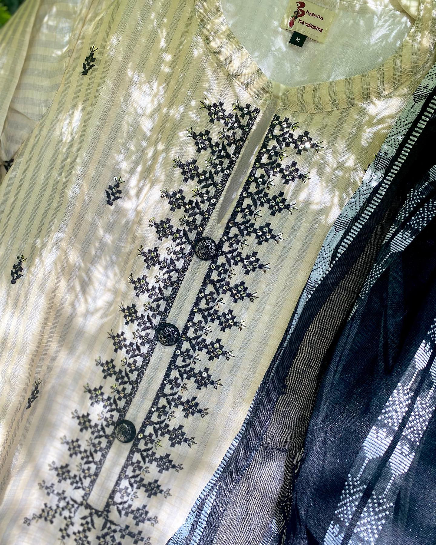 Silk Kurta set - Black and Beige