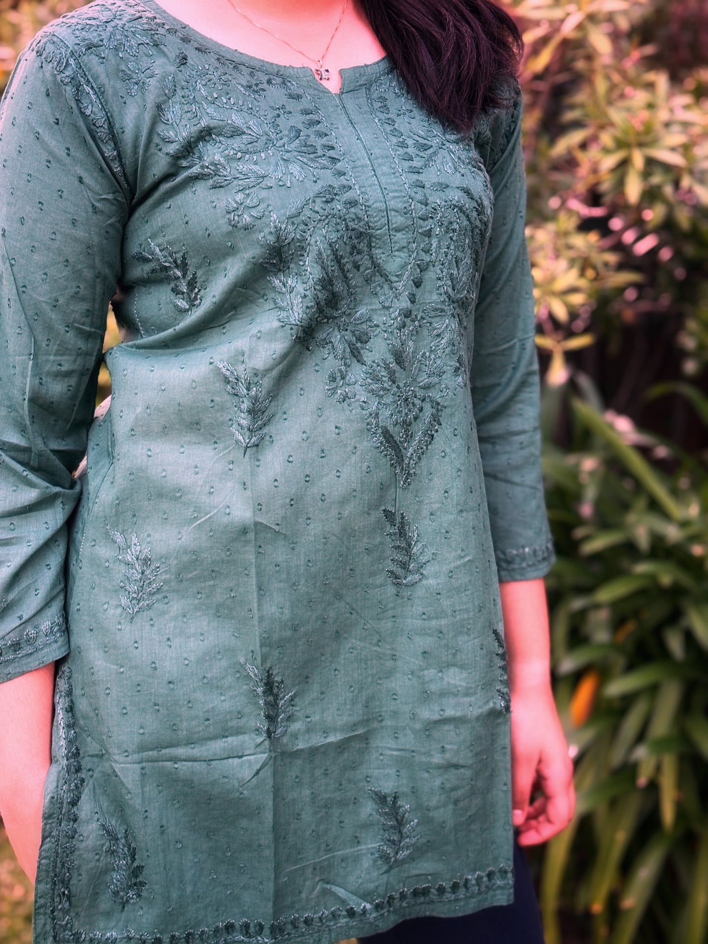 Chikankari Hand embroidery Cotton Tunic
