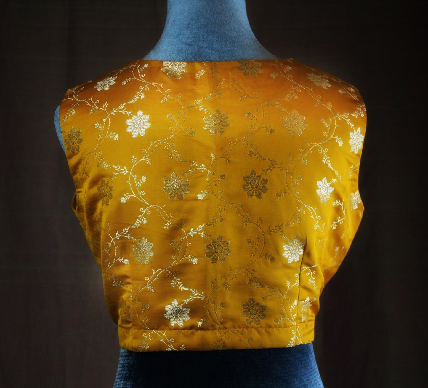 Banarasi Brocade Blouse - Mustard Yellow / Maroon