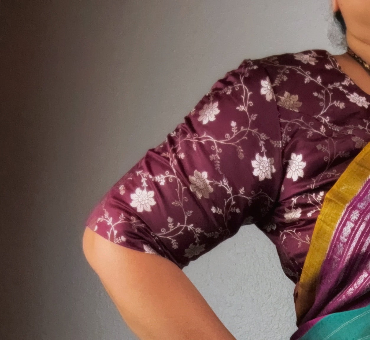 Banarasi Brocade Blouse - Mustard Yellow / Maroon