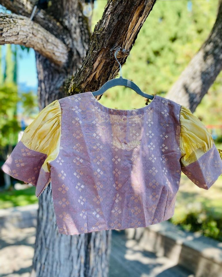 Silk Tissue Blouse Puffed sleeves