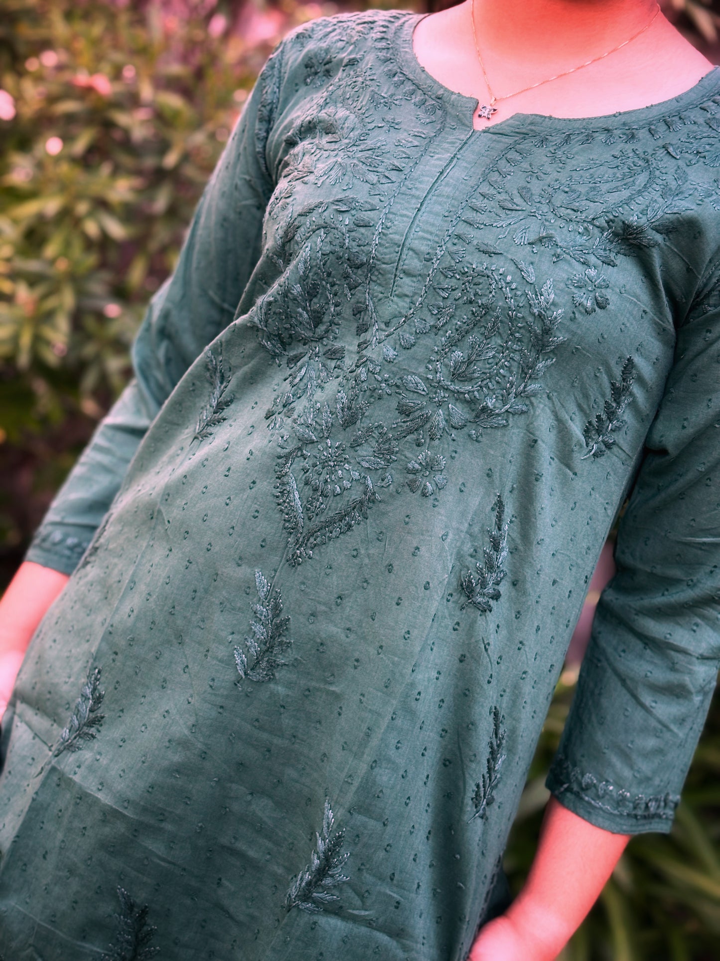 Chikankari Hand embroidery Cotton Tunic