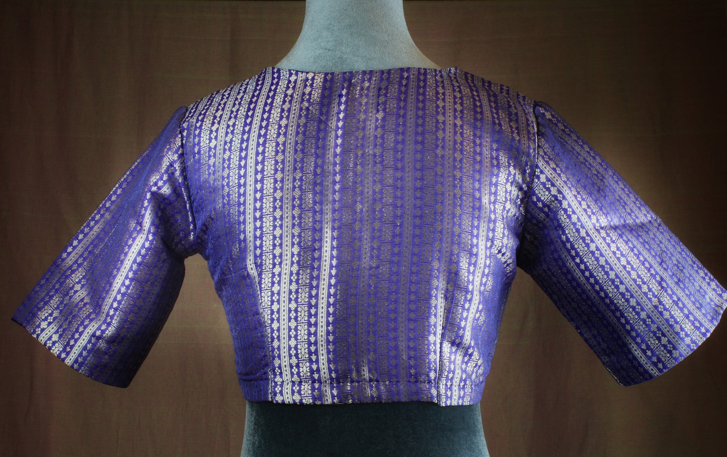 Banarasi Brocade Blouse - Blue/ Green - silver