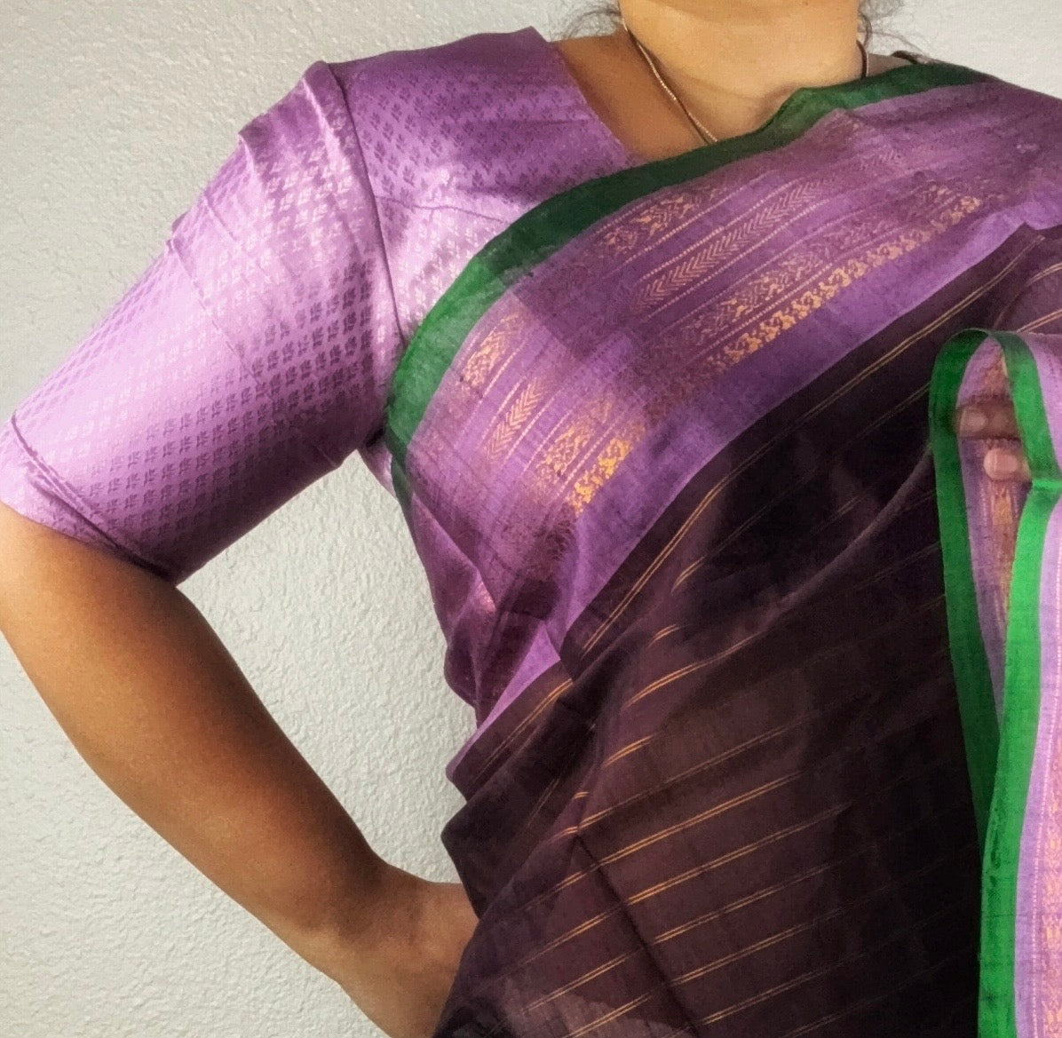 Banarasi Brocade Blouse - Beige/ Lavendar