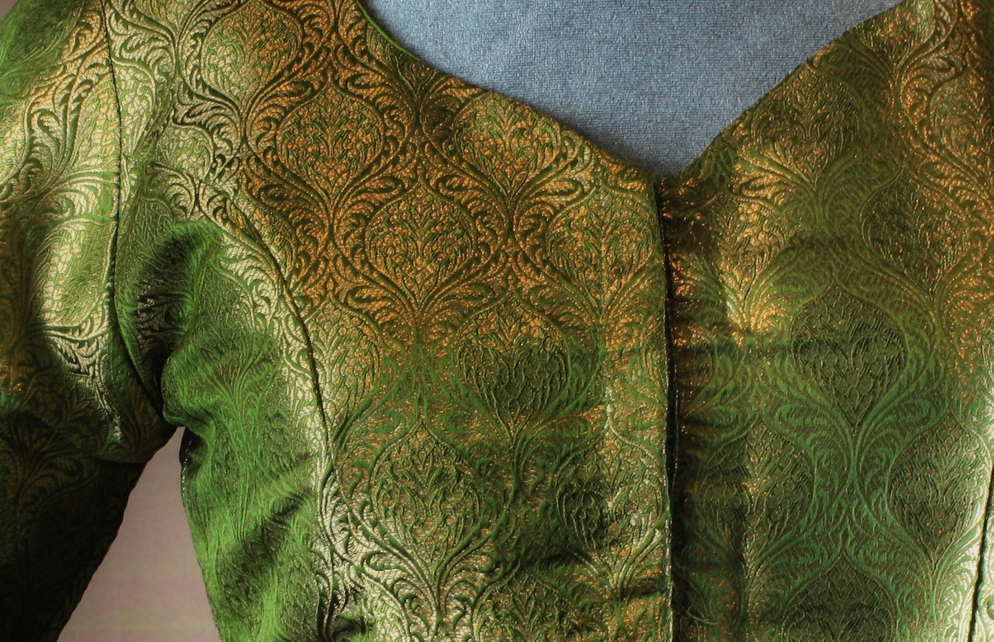 Banarasi Brocade Blouse - Purple/ Mehendi green