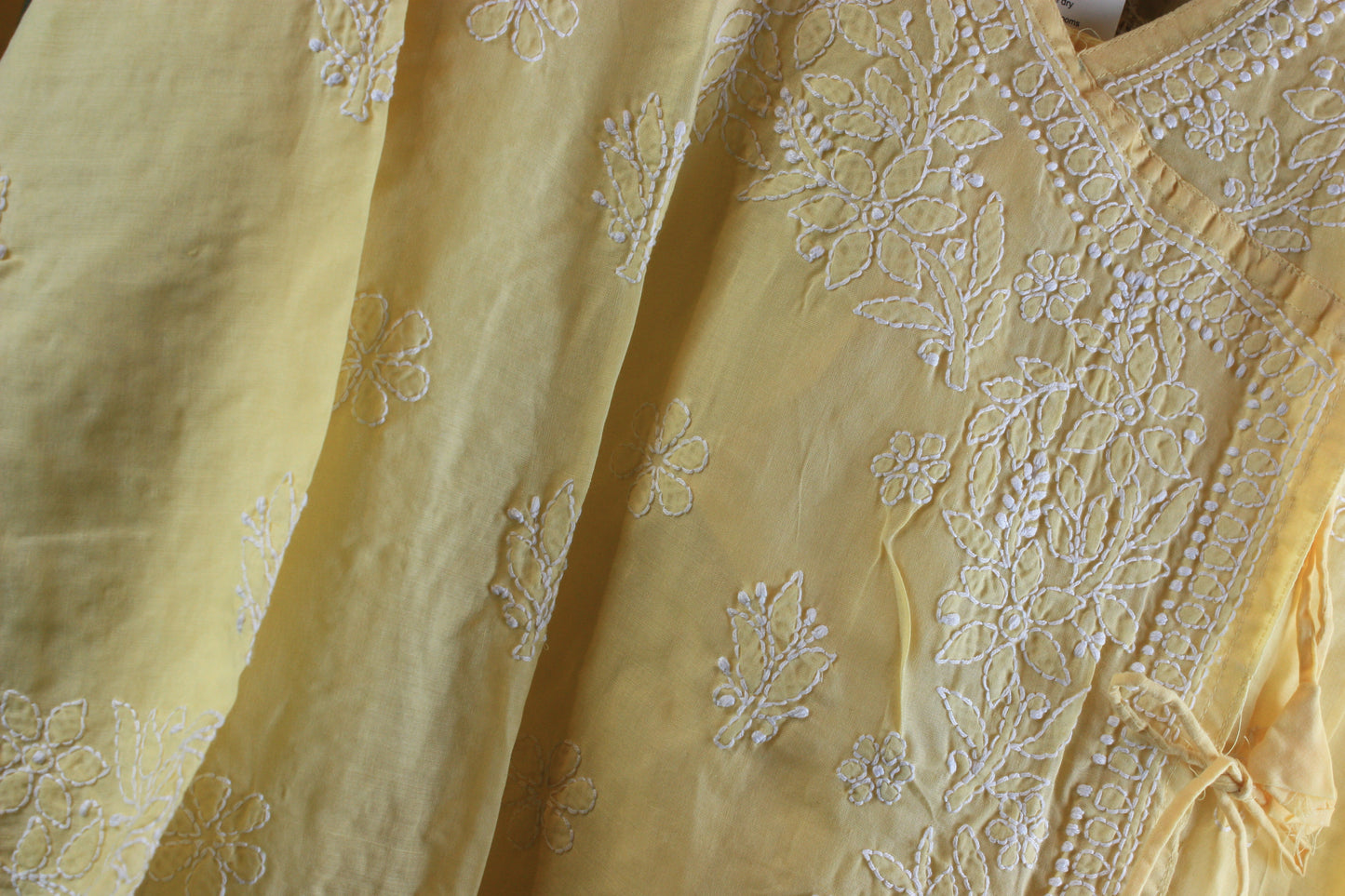 Chikankari Hand embroidery Cotton Angrakha Kurta