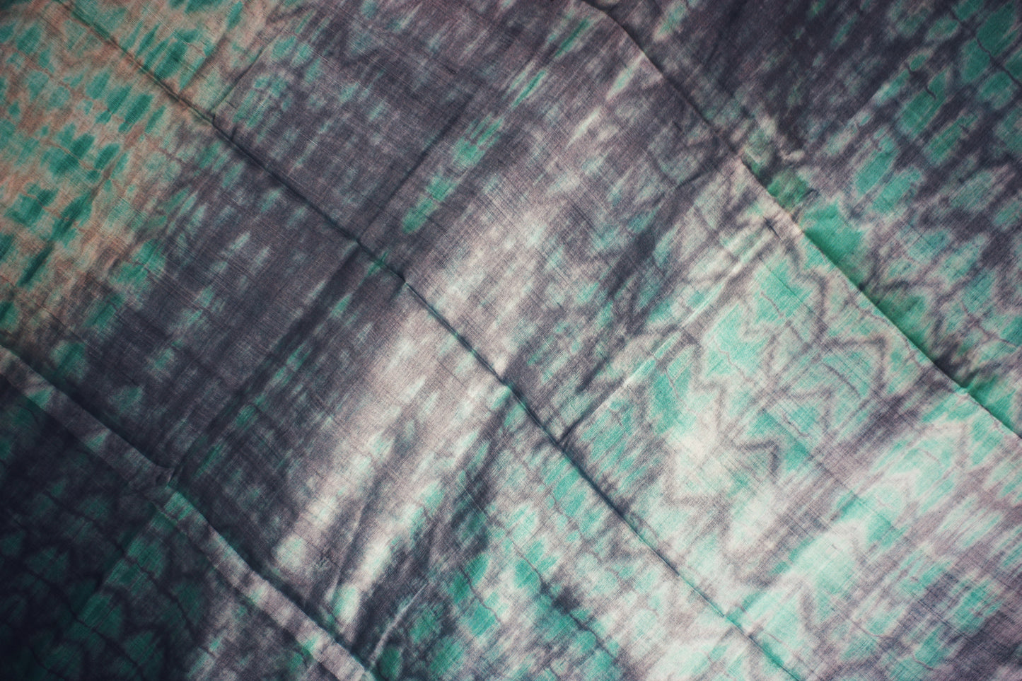 Hand crafted Ombre dye Tussar Silk Saree - Teal/Gray