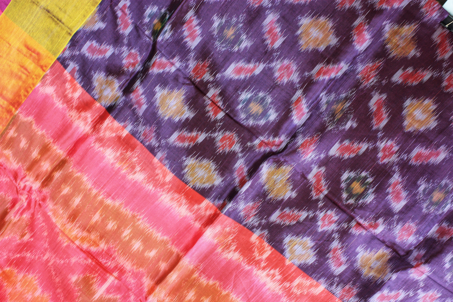 Pochampally Ikat Soft Silk Saree - Purple/ Pink