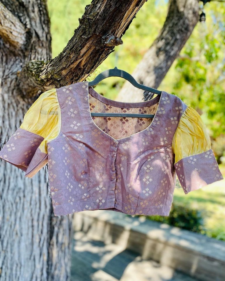 Silk Tissue Blouse Puffed sleeves