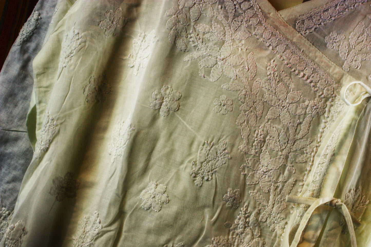 Chikankari Hand embroidery Cotton Angrakha Kurta