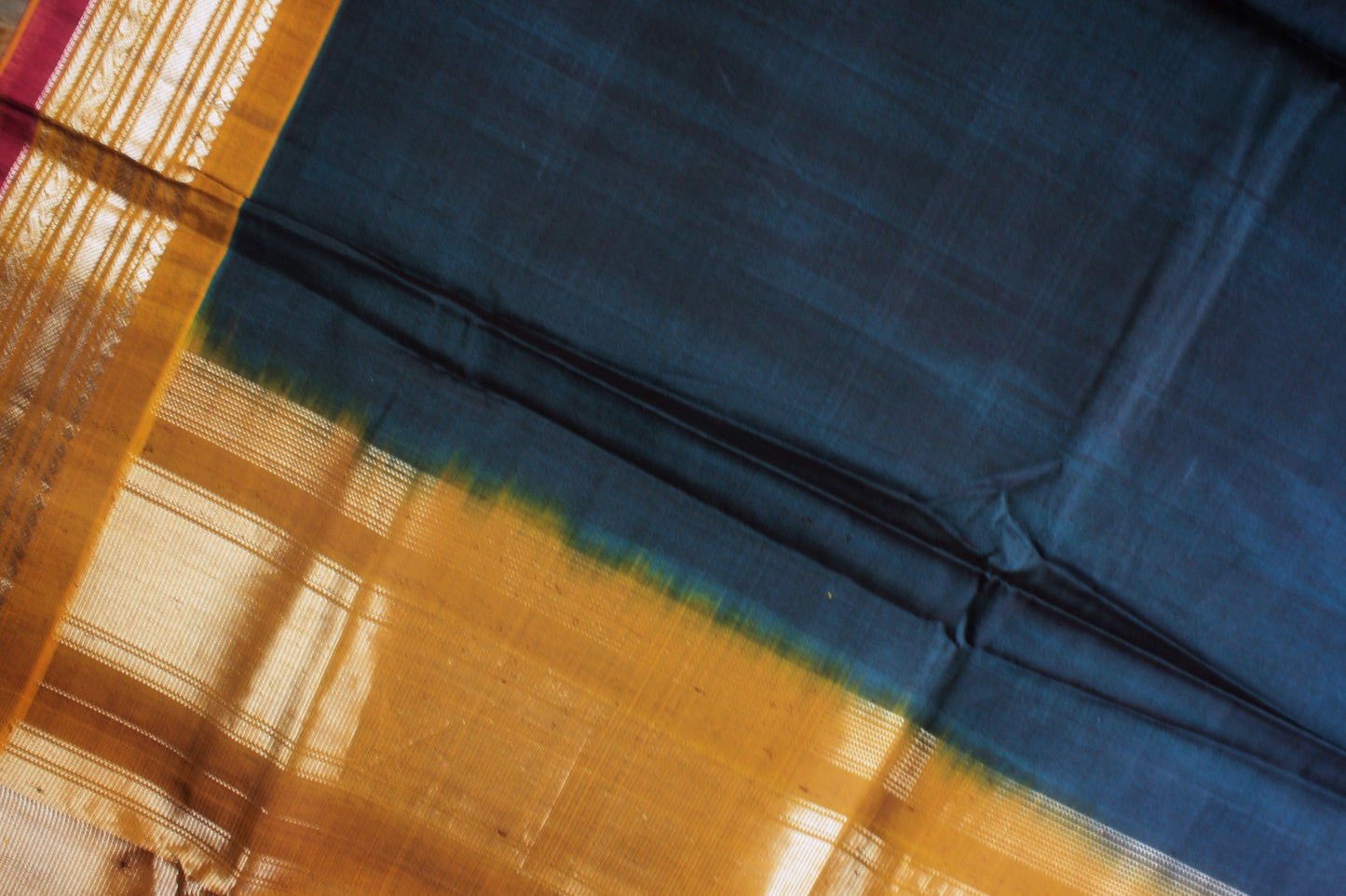 Gadwal Handloom SICO Saree - Dark Gray/ Mustard