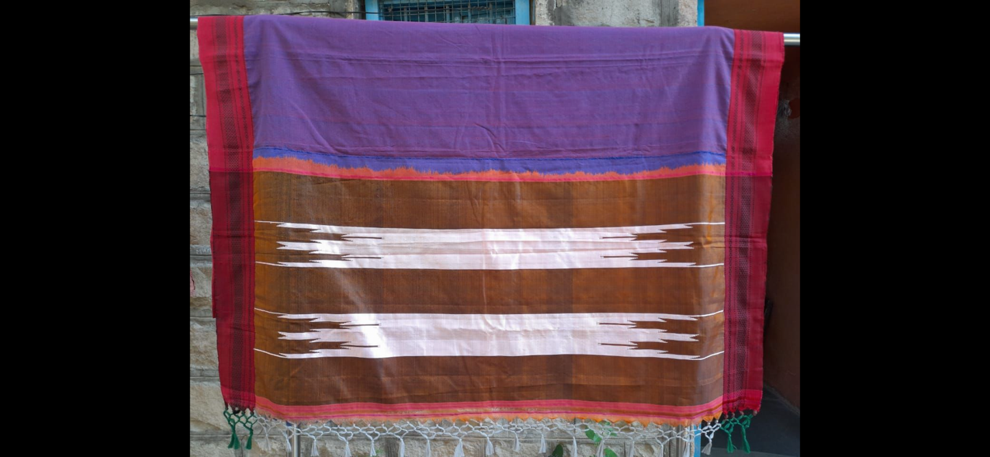 Ilkal Handloom Saree - Purple w/ Red