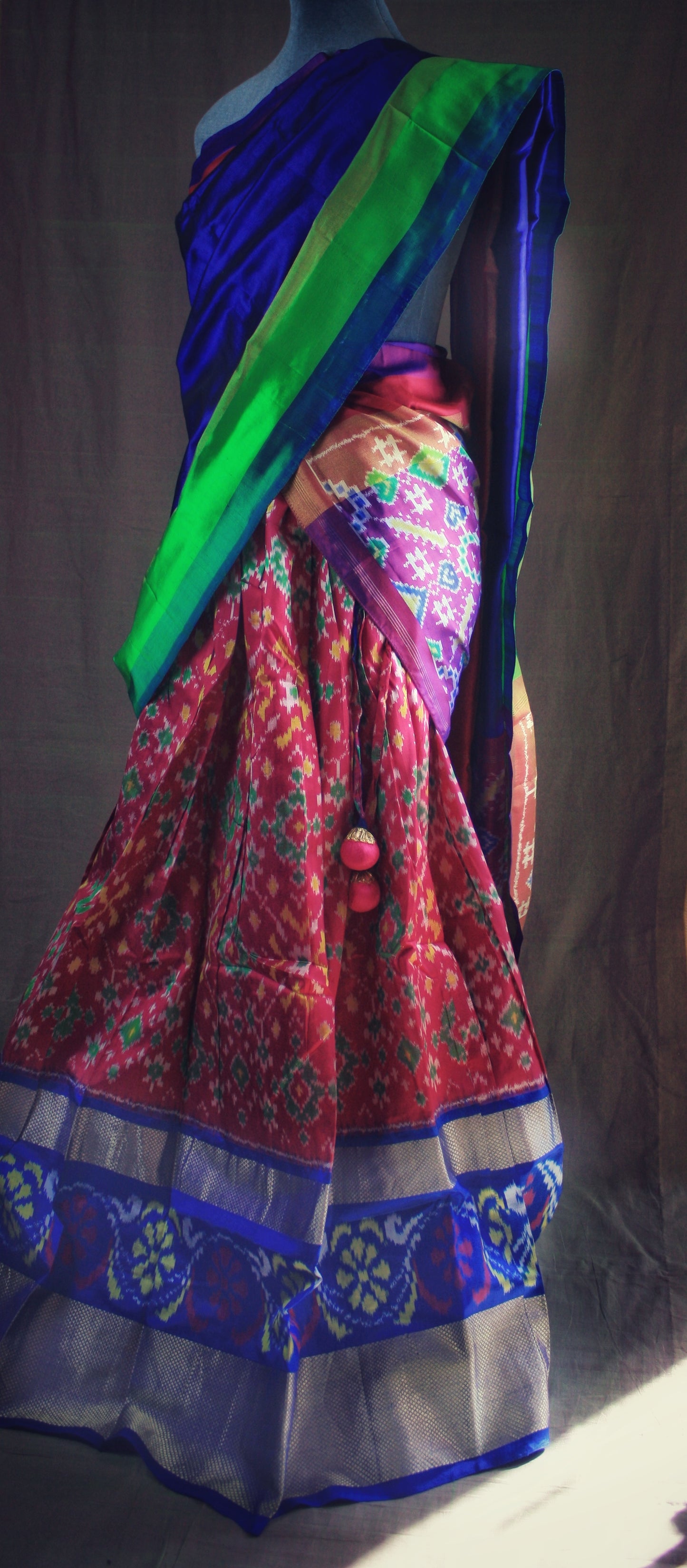 Pochampally Ikat Silk Langa (full skirt) - 2 colors