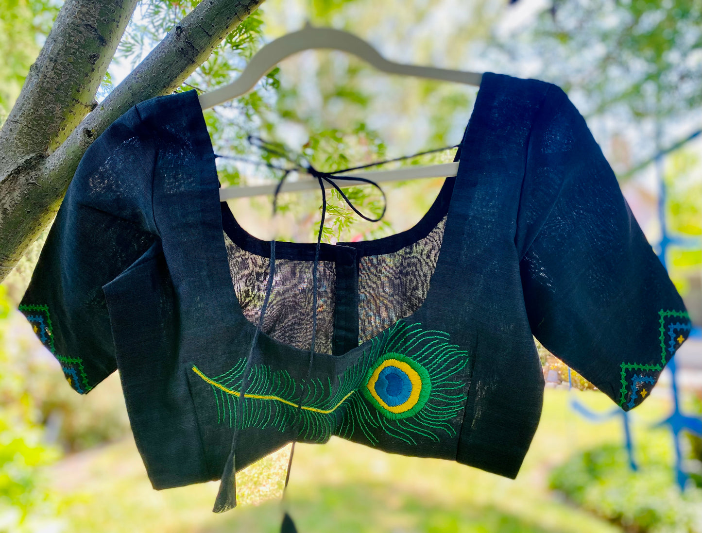 Embroidered Black Blouse - Silk Cotton