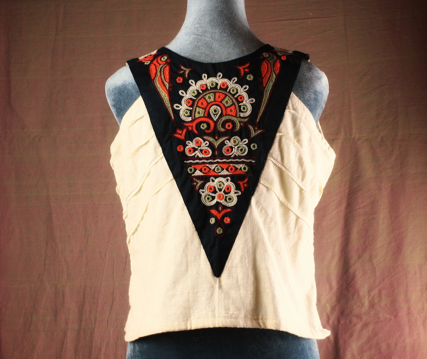 Embroidered Halter Crop Top