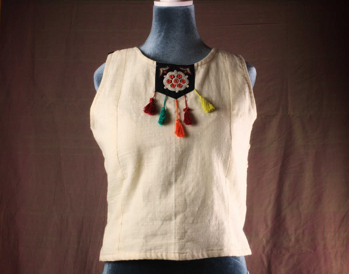 Embroidered Halter Crop Top