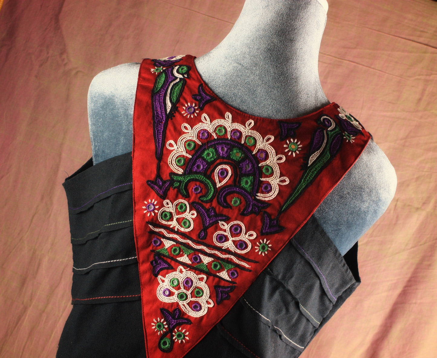 Embroidered Halter Crop Top