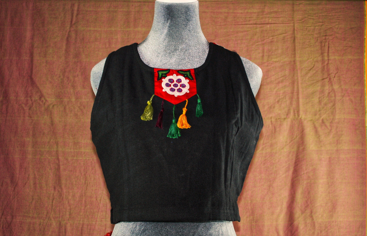 Embroidered Halter Crop Top