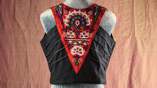 Embroidered Halter Crop Top