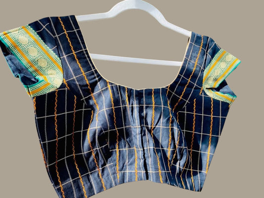 Kanjivaram Cotton Blouse - Black Veldhari