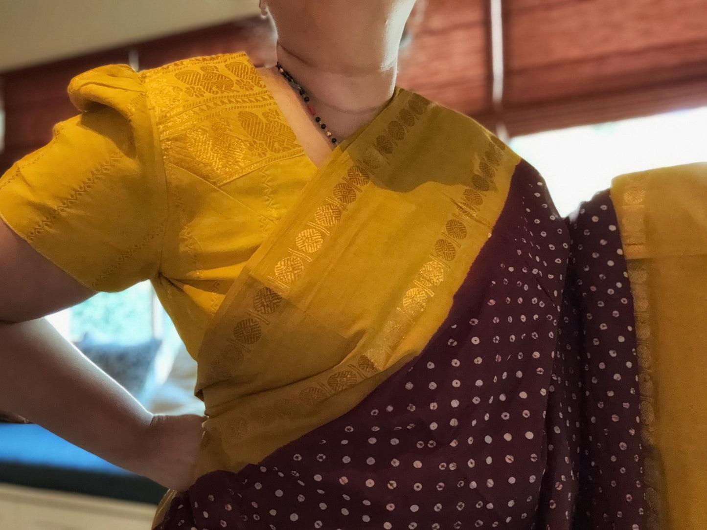 Sungudi Cotton Blouse -Tulip sleeves - many colors