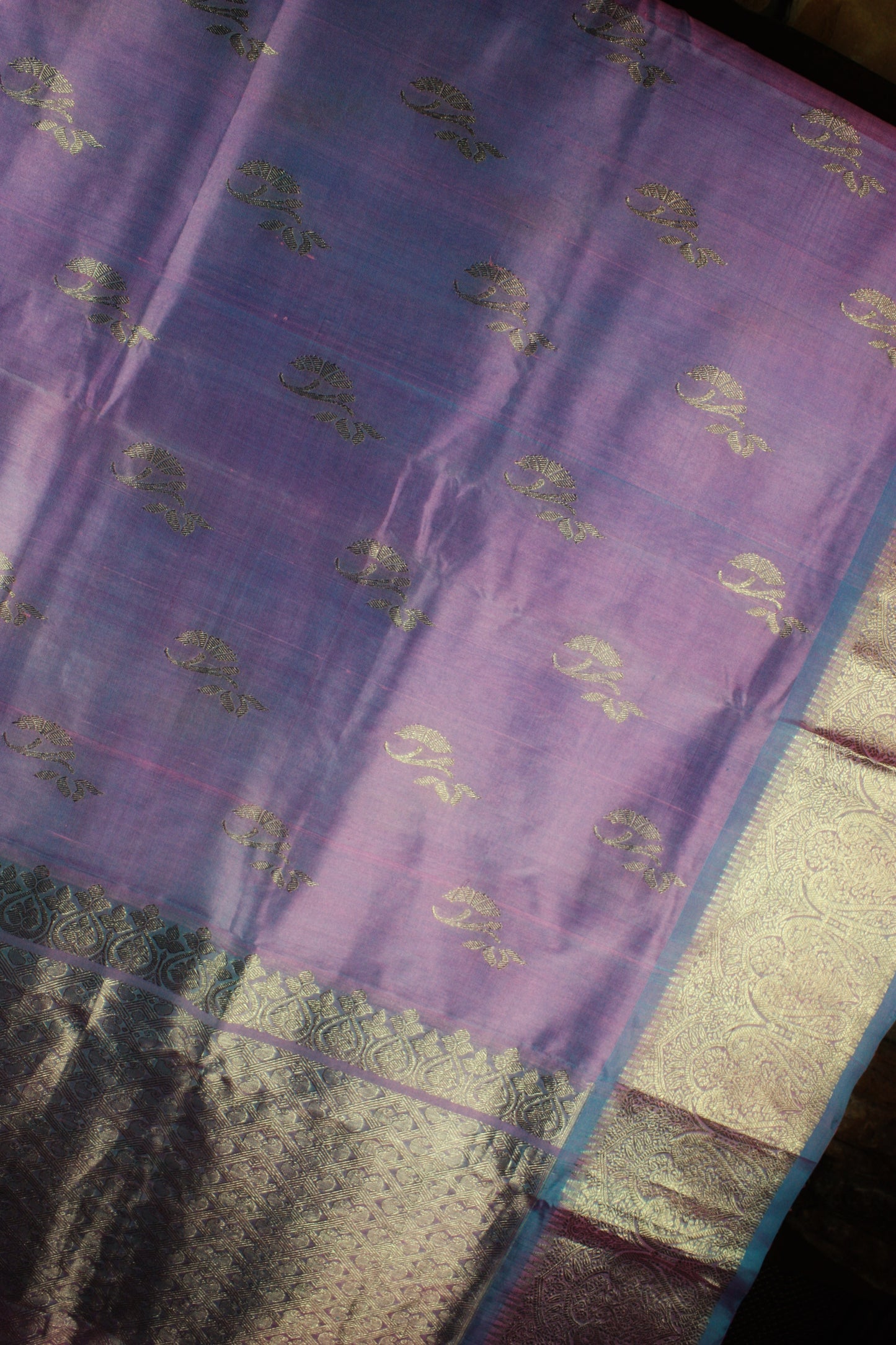 Venkatagiri Silk Saree - Lavender/ Powder Blue