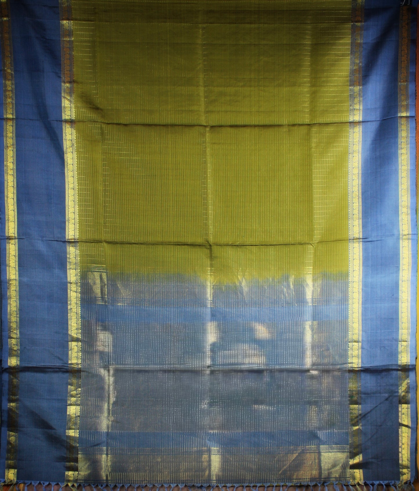 Kanjivaram Soft Silk Saree - Mossy Green w/ Gray
