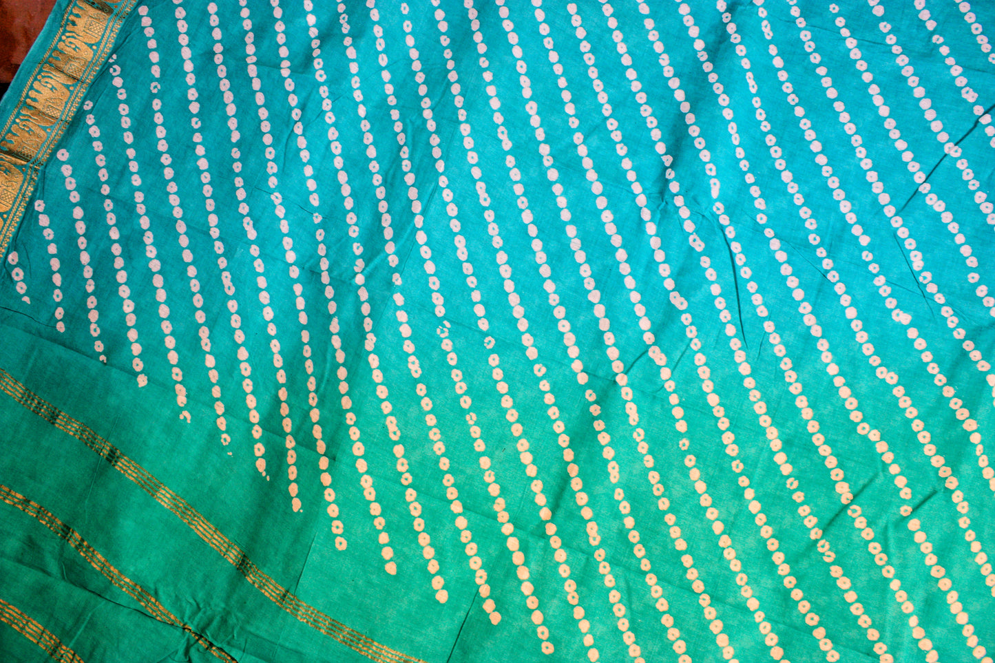 Sungudi Cotton Saree - Teal