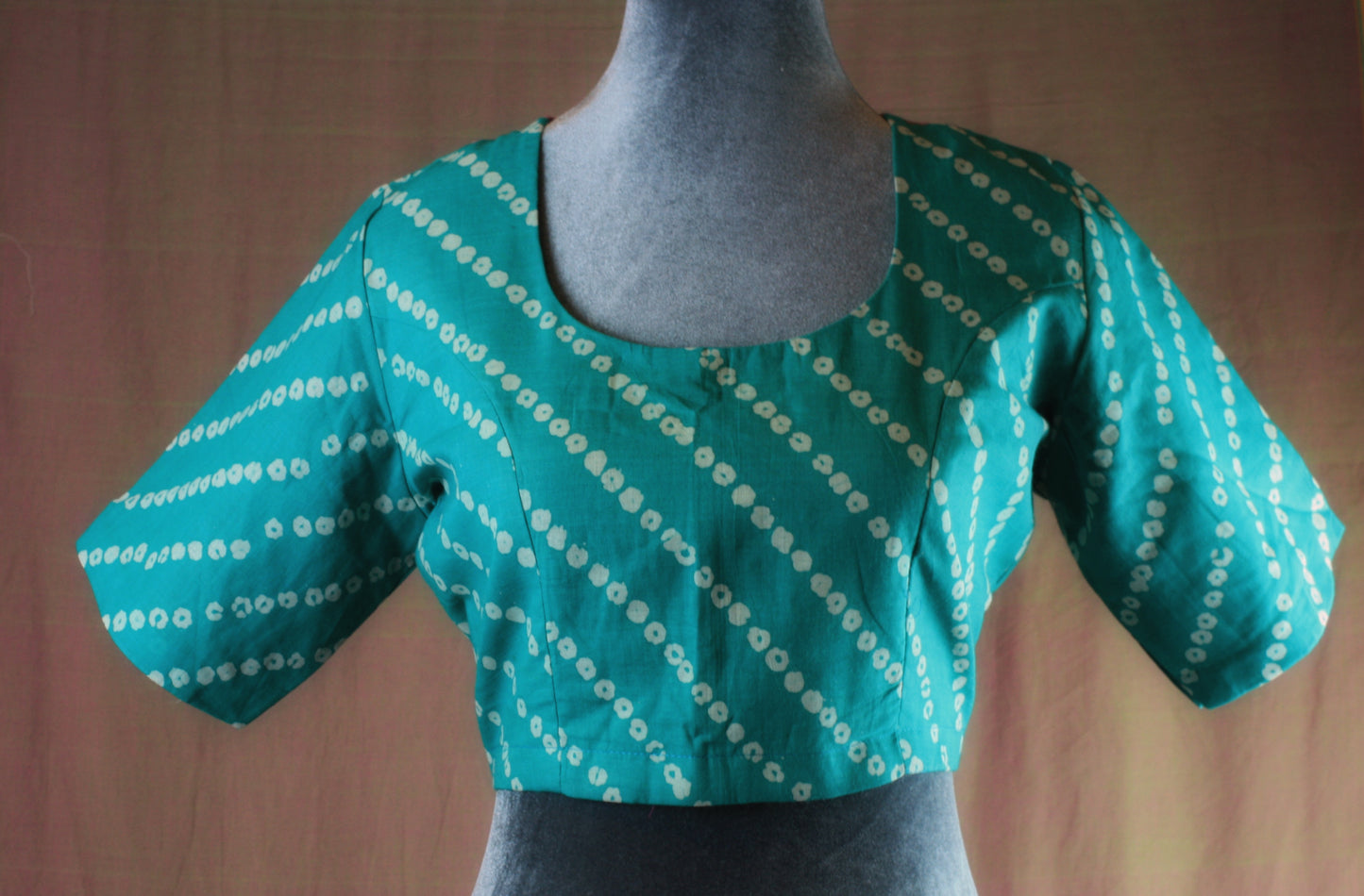 Sungudi Cotton Blouse - Back Contrast Border