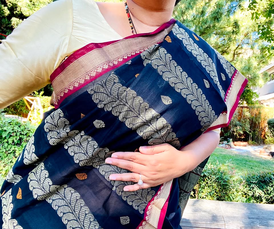 Kanjivaram Cotton Saree - Black Araibagam