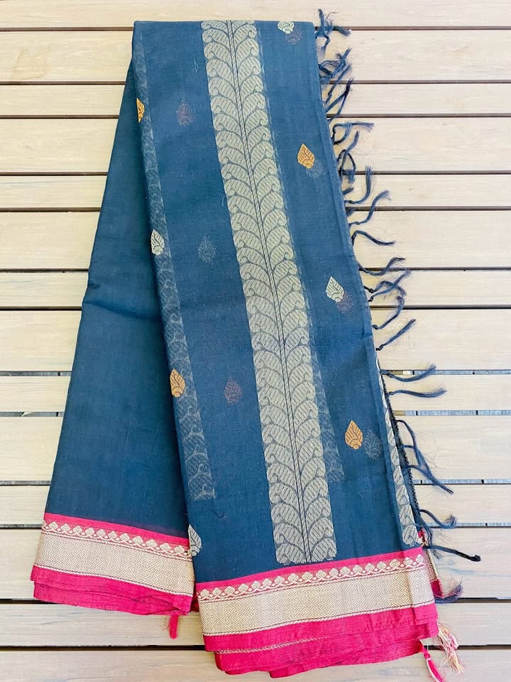 Kanjivaram Cotton Saree - Black Araibagam