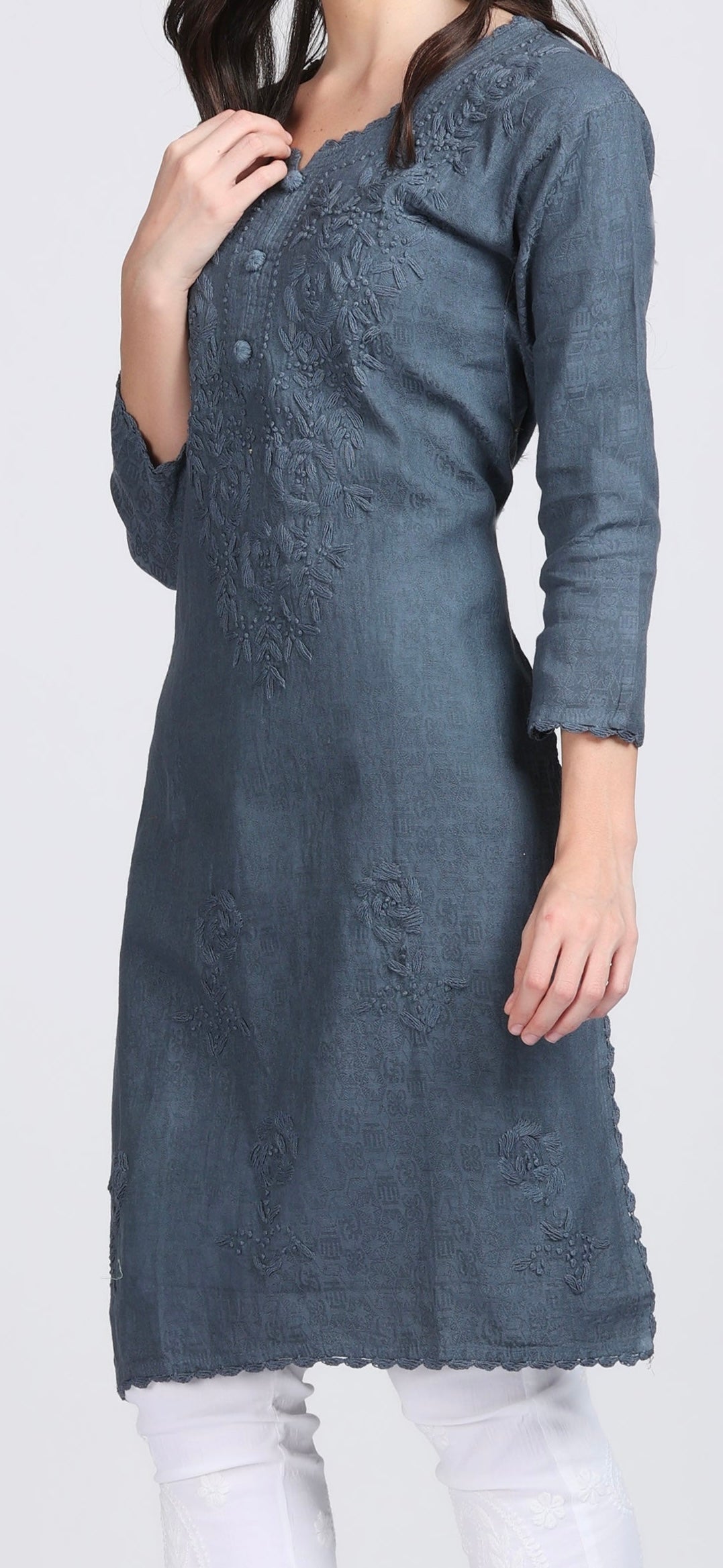 Chikankari Hand embroidery Cotton Kurta