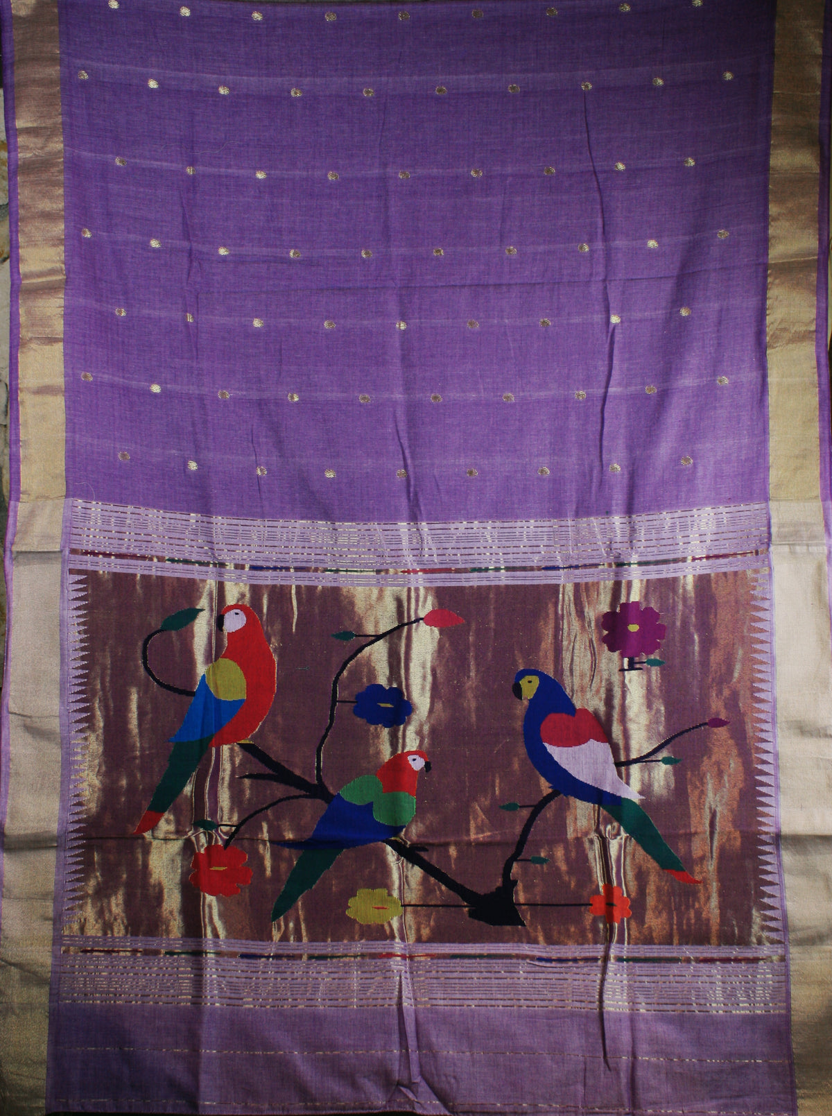 Paithani Handloom Cotton Saree - Lilac